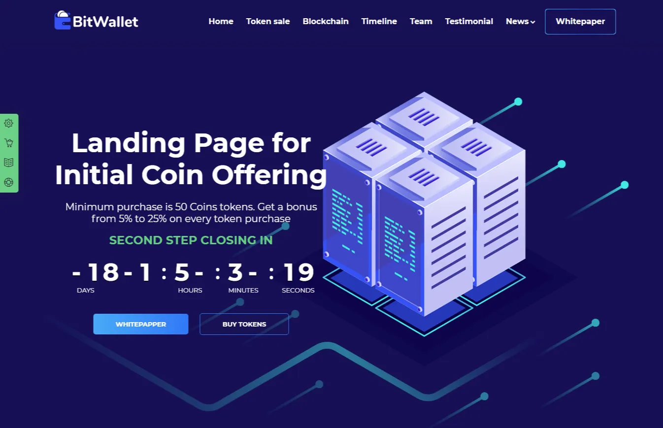 20+ Crypto ICO Landing Page HTML Templates 2023 4 BitWallet - Cryptocurrency ICO Landing Page HTML Template