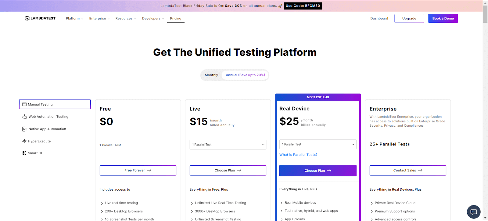 The Best Black Friday Deals For Developers & Designers 2025 7 LambdaTest black Friday deal