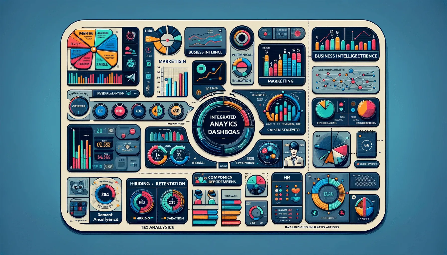 20+ Stunning Analytics Dashboard Templates 2025 1 An integrated analytics dashboard combining elements from various types of dashboards_ Business Intelligence, Financial, Marketing, and HR.