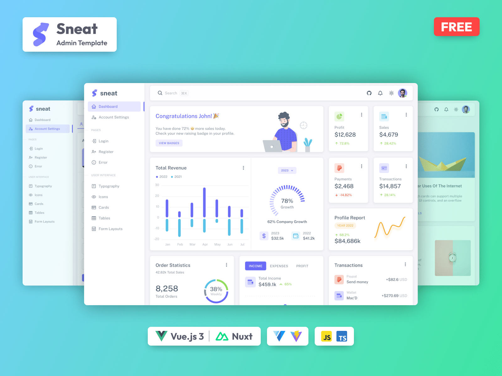 Discover What's Next: New Updates & Releases, and Platform Updates For Q3, 2024 9 Sneat free Vuetify Nuxtjs Admin Template