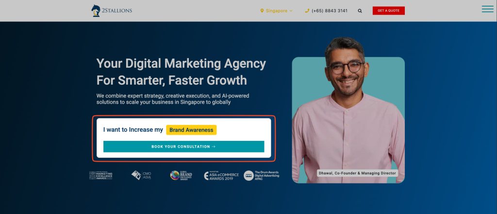 9 Key Elements of a High-Converting Landing Page - With Examples 13 2Stallions landing page elements cta