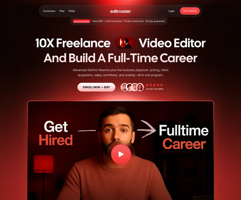 9 Key Elements of a High-Converting Landing Page - With Examples 14 Video in hero section dribbble