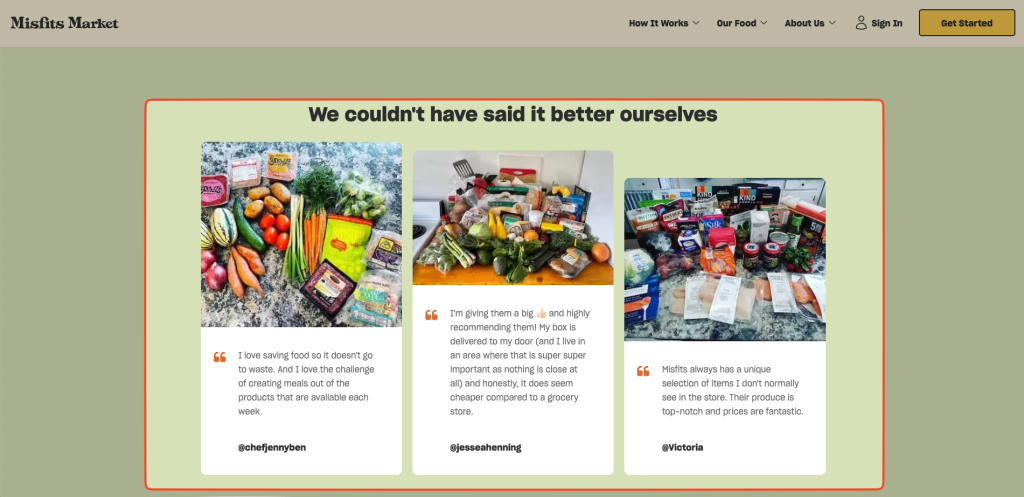 9 Key Elements of a High-Converting Landing Page - With Examples 18 misfit market landing page element