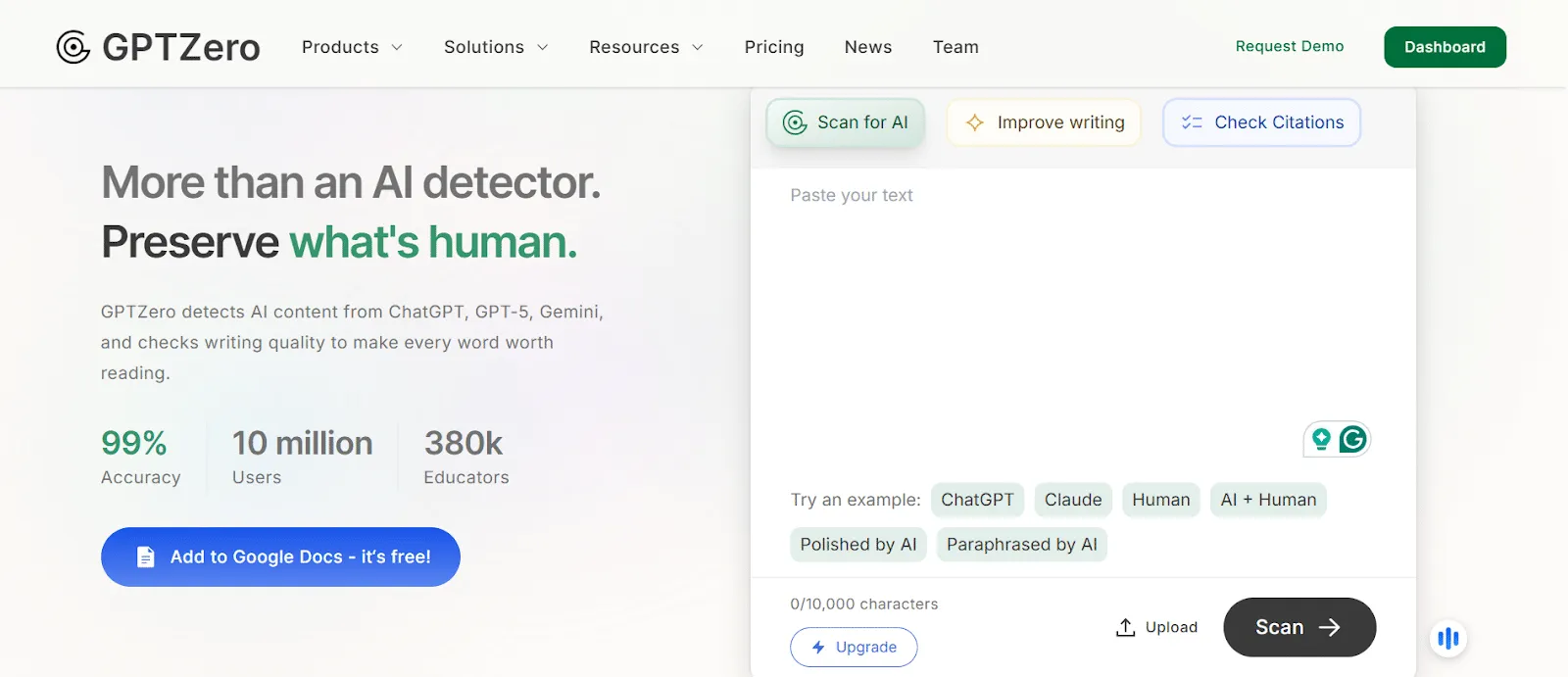 5+ AI Tools to Create Stunning Landing Pages 7 GPTzero