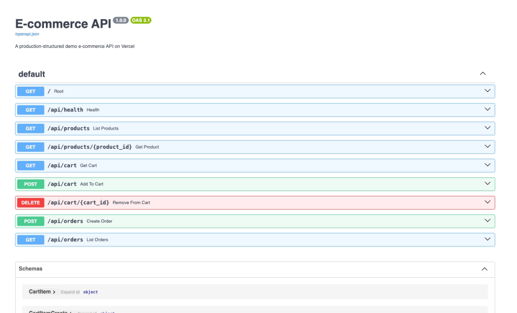 How Does Vercel Deploy FastAPI: Build and Deploy an E-commerce API 5 eCommerce API