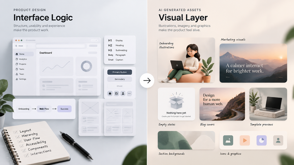 Generated Imagery in UI Work: Where It Belongs in a Designer's Workflow, and Where It Does Not 2 Interface logic And Visual Layer