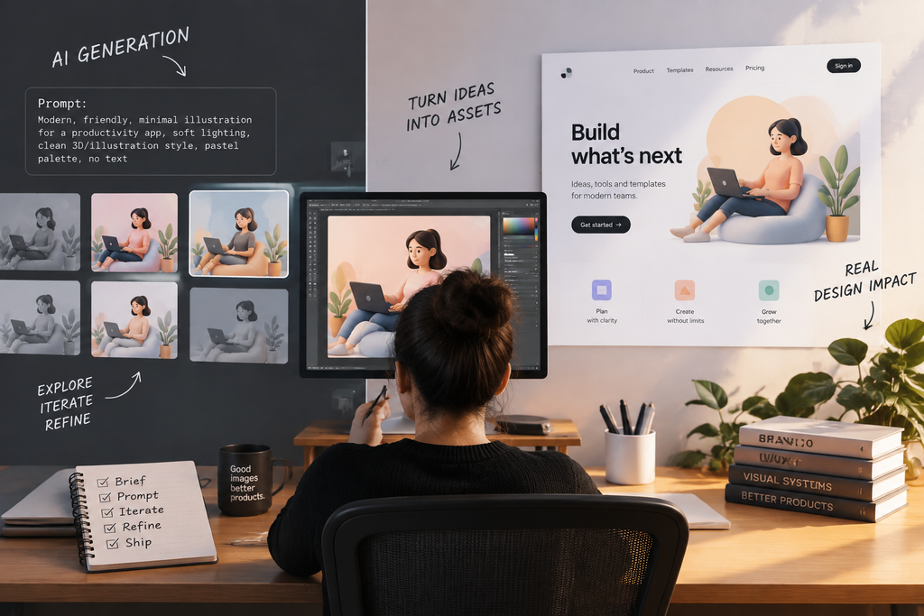 Generated Imagery in UI Work: Where It Belongs in a Designer's Workflow, and Where It Does Not 1 AI imagery in UI design workflow comparison
